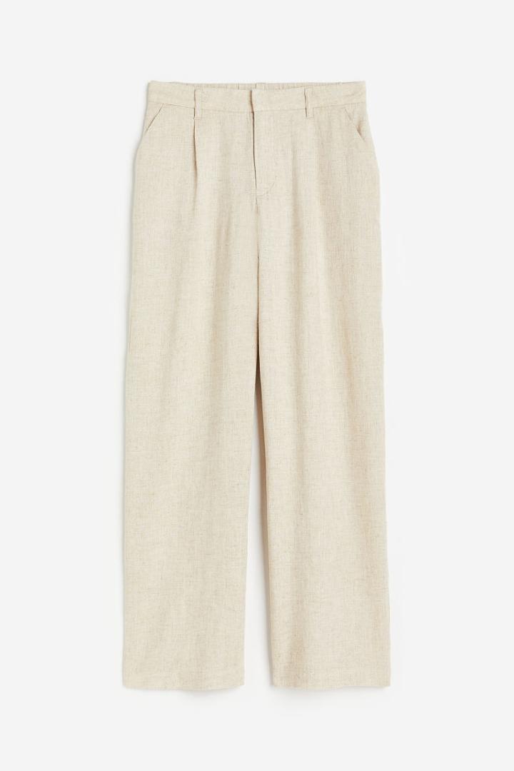 H & M - Linen-blend Dress Pants - Beige