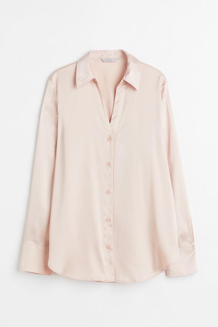 H & M - V-neck Blouse - Pink