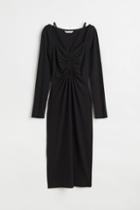H & M - Ribbed Cut-out Dress - Black
