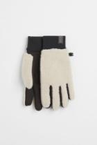 H & M - Pile-covered Gloves - Beige