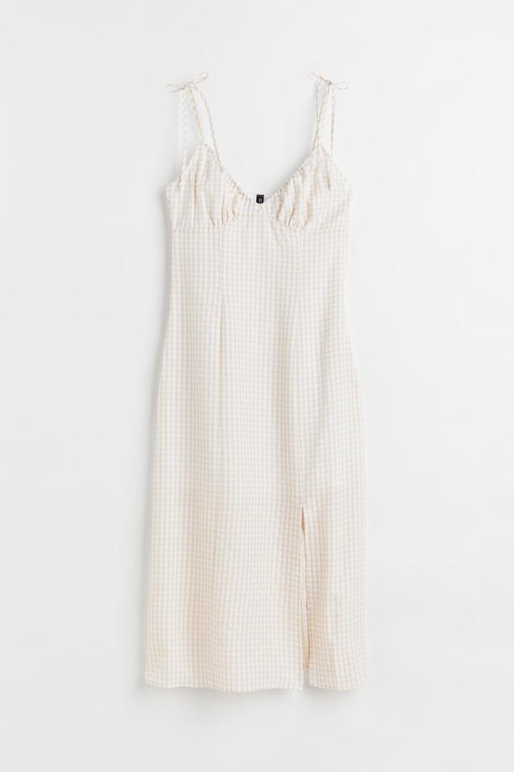 H & M - Slit-detail Dress - Beige