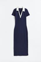 H & M - Bodycon Dress With Collar - Blue