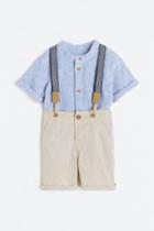 H & M - 2-piece Set With Suspenders - Blue