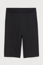 H & M - Ribbed Biker Shorts - Black