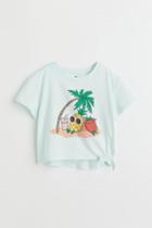 H & M - Tie-hem Top - Green