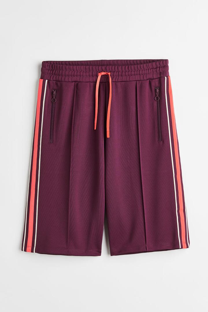 H & M - Track Shorts With Side Stripes - Pink