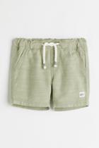 H & M - Slub-weave Shorts - Green