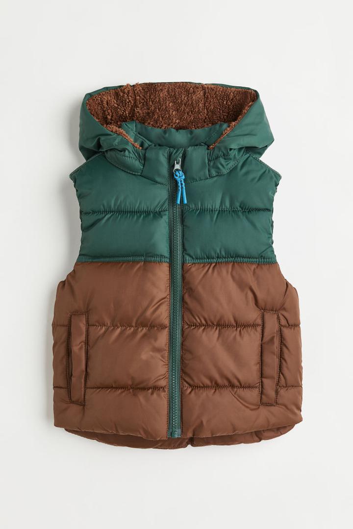 H & M - Hooded Puffer Vest - Beige