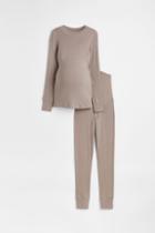 H & M - Mama 2-piece Ribbed Set - Brown