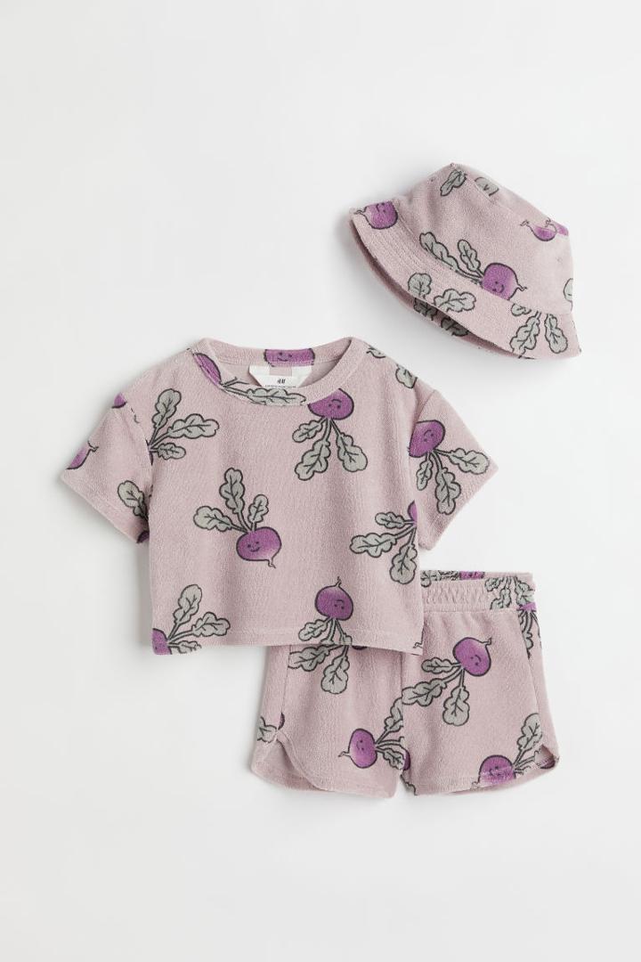 H & M - 3-piece Terry Set - Purple