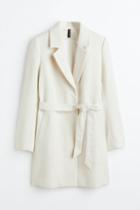 H & M - Tie Belt Coat - White