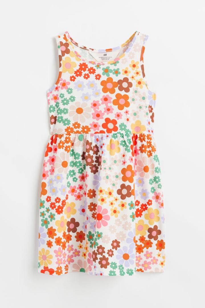 H & M - Patterned Jersey Dress - White