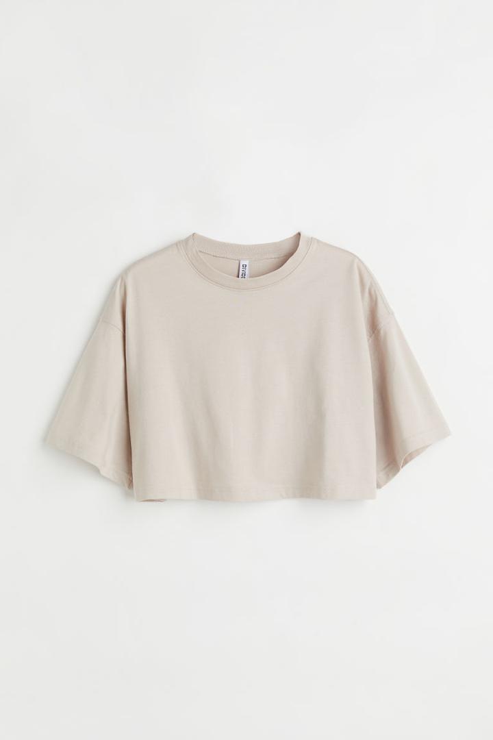 H & M - Crop T-shirt - Brown