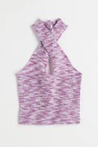 H & M - Fine-knit Halterneck Top - Purple