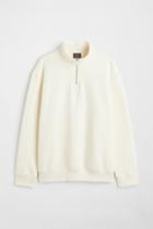 H & M - Relaxed Fit Half-zip Sweatshirt - White