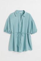 H & M - Mama Puff-sleeved Blouse - Turquoise