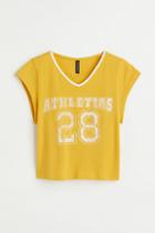 H & M - Printed Crop Top - Yellow