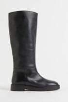 H & M - Leather Knee-high Boots - Black