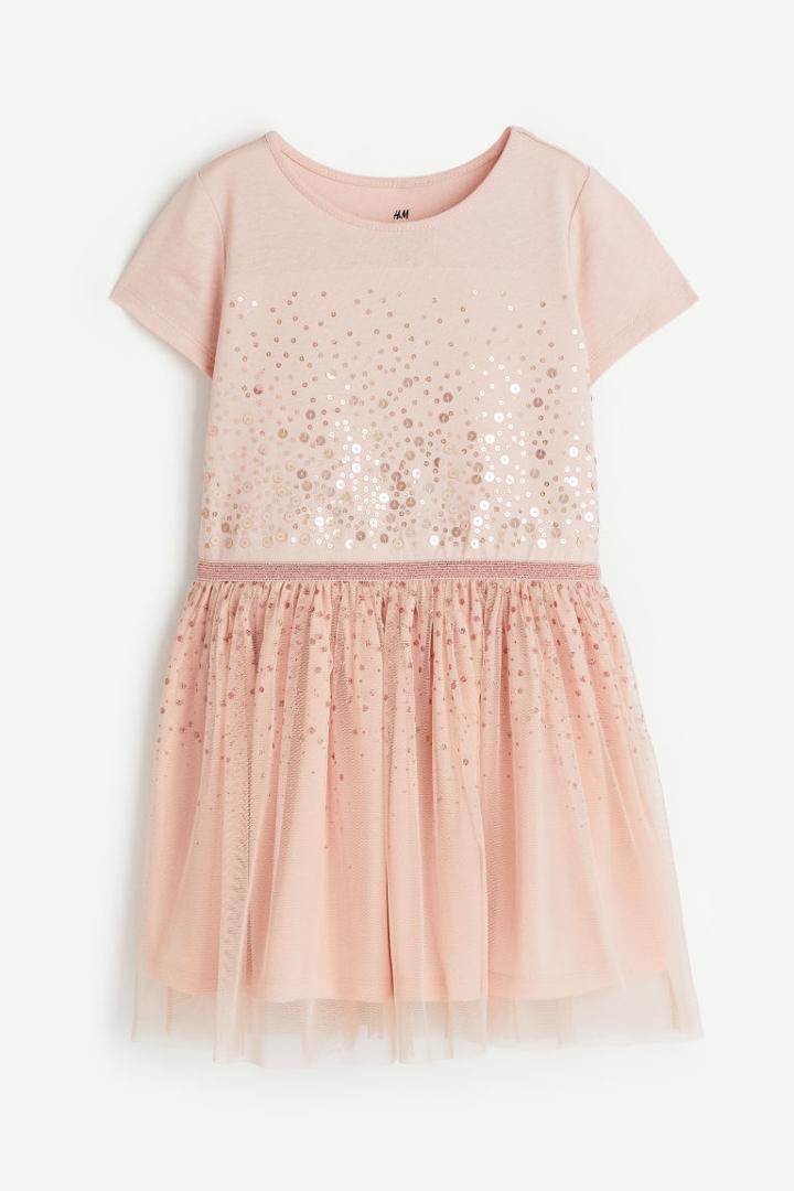 H & M - Tulle-skirt Jersey Dress - Orange