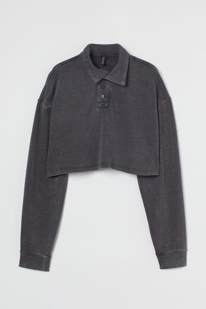 H & M - Rugby Crop Shirt - Black