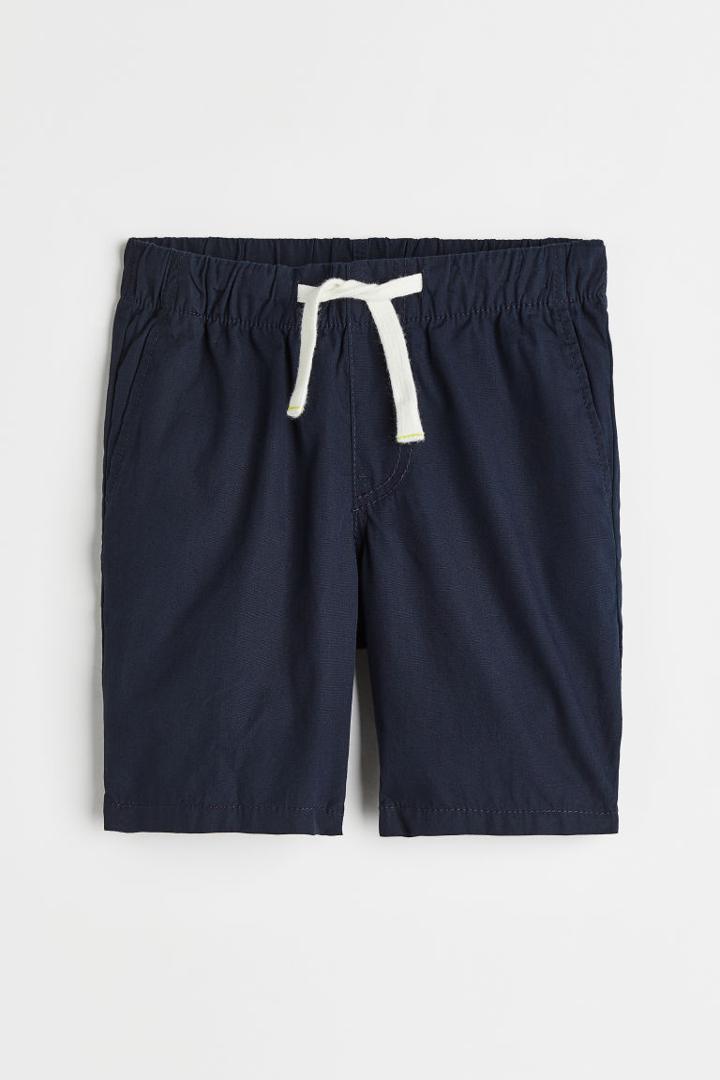 H & M - Cotton Poplin Shorts - Blue