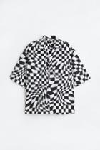 H & M - Oversized Fit Patterned Resort Shirt - Black