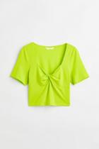 H & M - Twisted-detail Crop Top - Green
