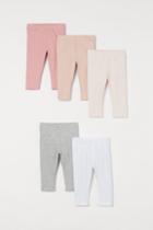 H & M - 5-pack Jersey Leggings - Pink