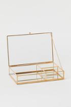 H & M - Clear Glass Jewelry Box - Gold
