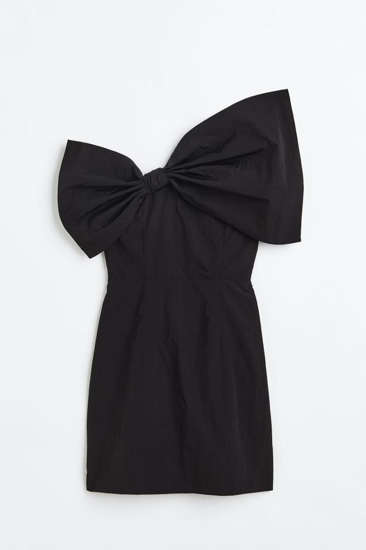 H & M - Bow-front Dress - Black