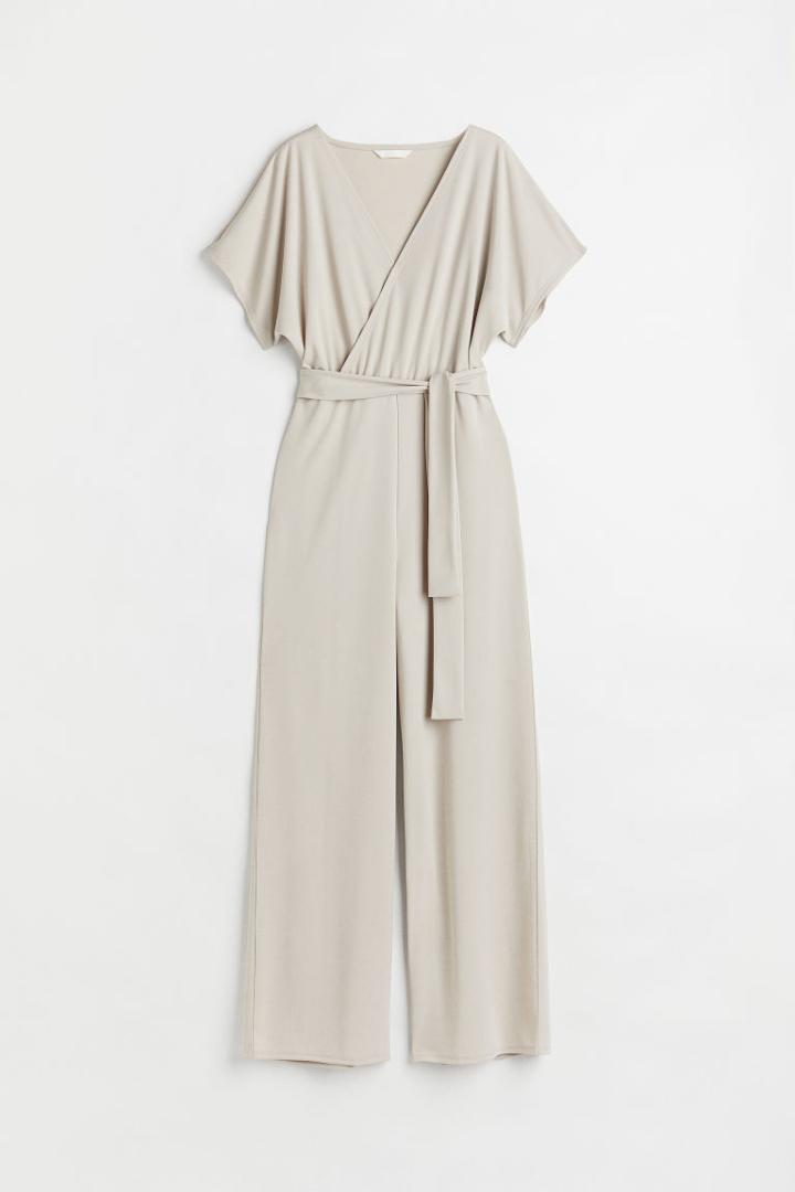 H & M - V-neck Jumpsuit - Brown