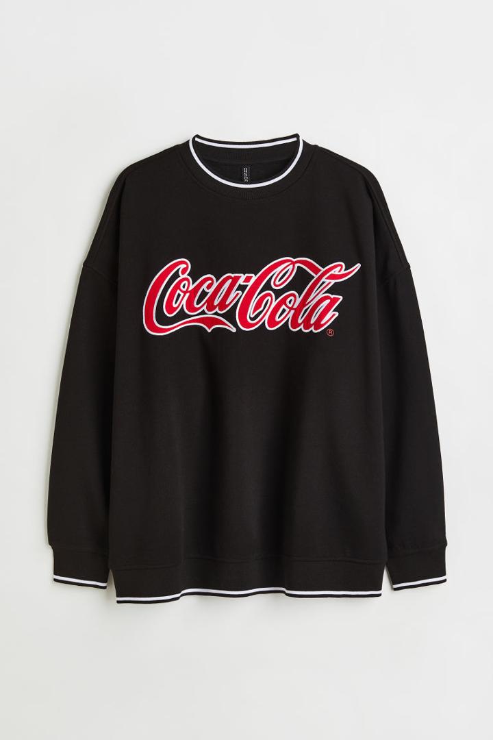 H & M - H & M+ Oversized Printed Sweatshirt - Black
