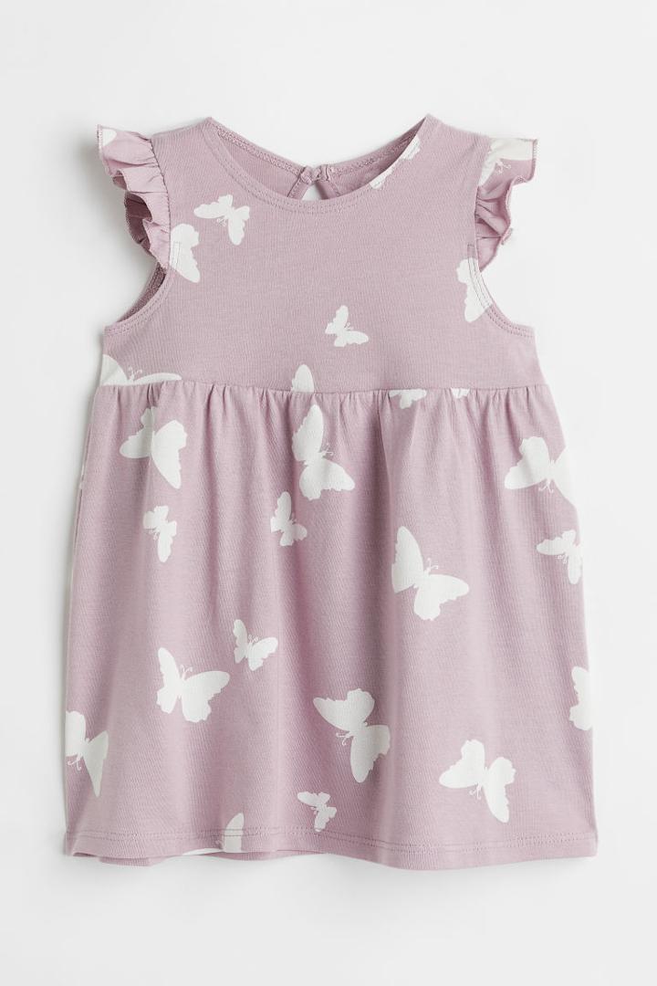 H & M - Ruffle-trimmed Jersey Dress - Purple