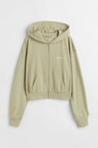 H & M - Hooded Jersey Sweatshirt Jacket - Green