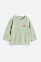 H & M - Waffled Cotton Sweatshirt - Green
