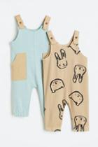 H & M - 2-pack Cotton Overalls - Turquoise