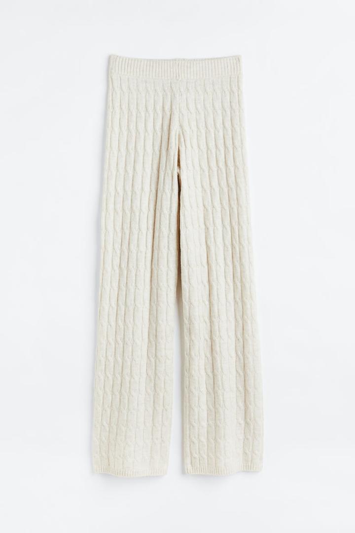 H & M - Cable-knit Pants - Beige
