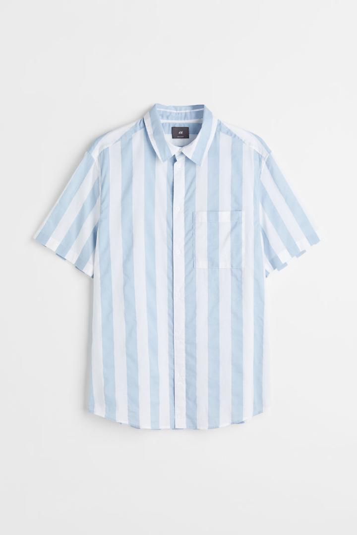 H & M - Regular Fit Cotton Shirt - Blue