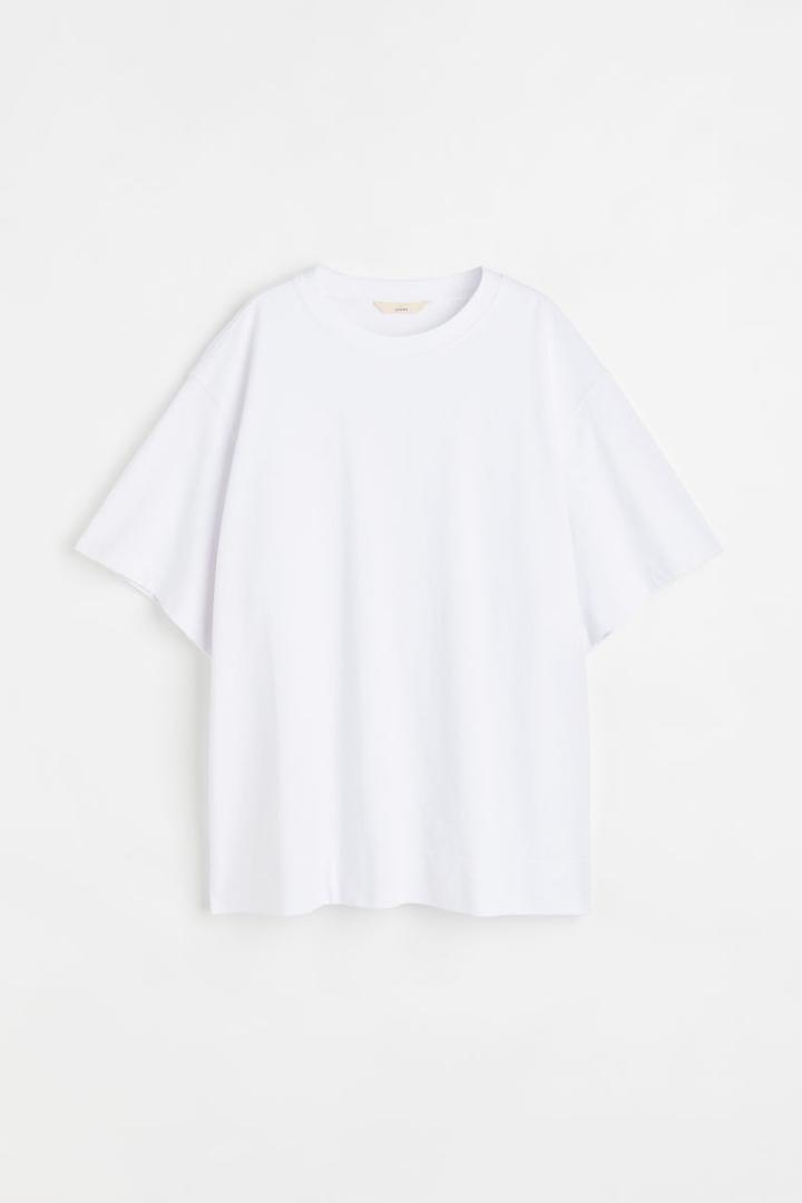 H & M - Oversized Silk-blend T-shirt - White