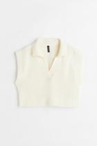 H & M - Sweater Vest With Collar - White