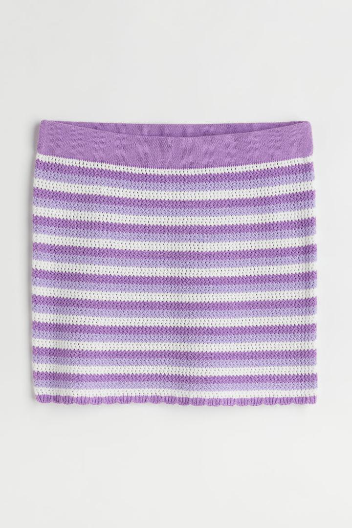 H & M - Short Crochet-look Skirt - Purple