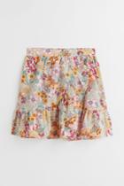 H & M - Flounce-trimmed Wrapover Skirt - Beige