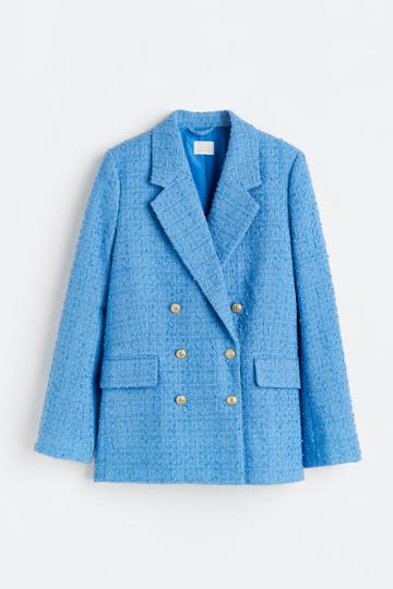 H & M - Double-breasted Boucl Jacket - Blue