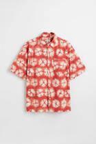H & M - Relaxed Fit Short-sleeved Cotton Shirt - Orange