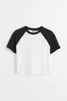 H & M - Crop T-shirt - Black