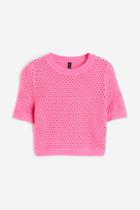 H & M - Hole-knit Top - Pink