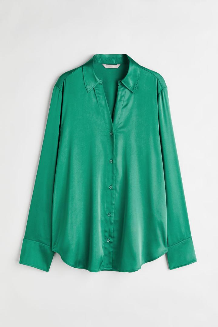 H & M - V-neck Blouse - Green