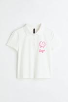 H & M - Short Cotton Polo Shirt - White