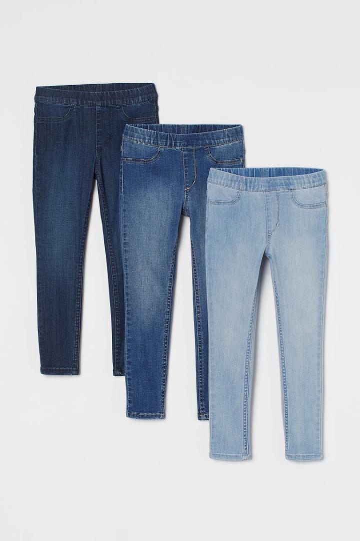 H & M - 3-pack Denim Jeggings - Blue