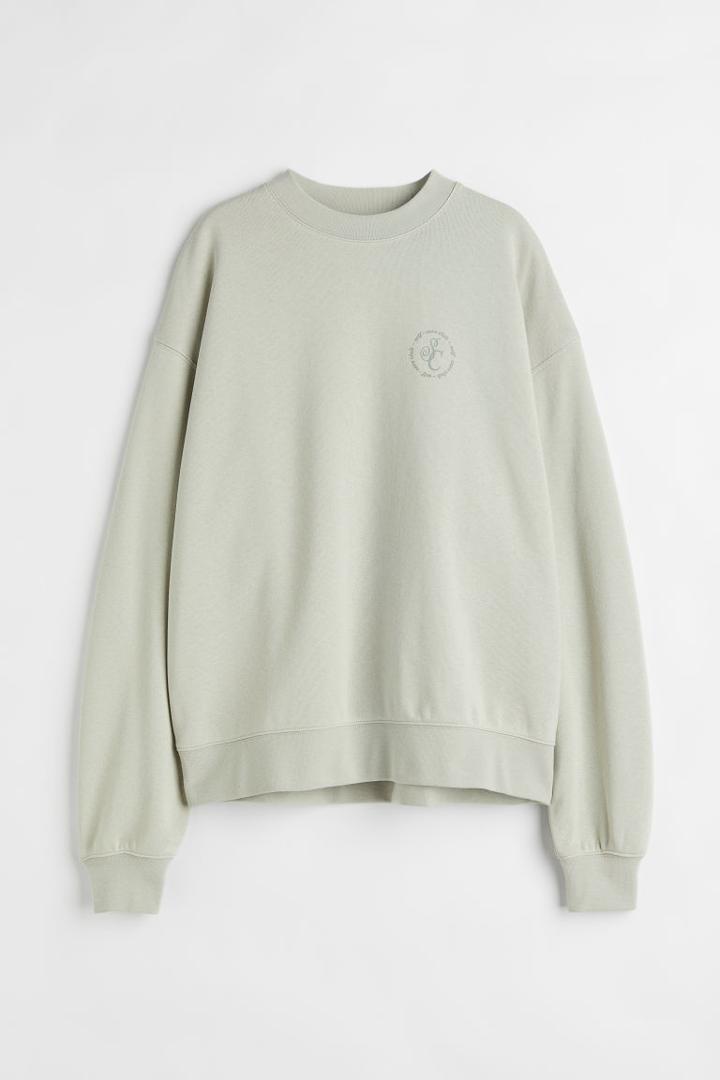 H & M - Printed Sweatshirt - Green